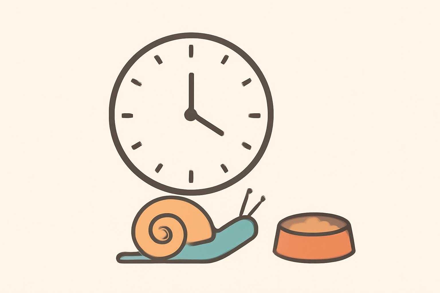 時計と食器を使った給餌スケジュールの概念図