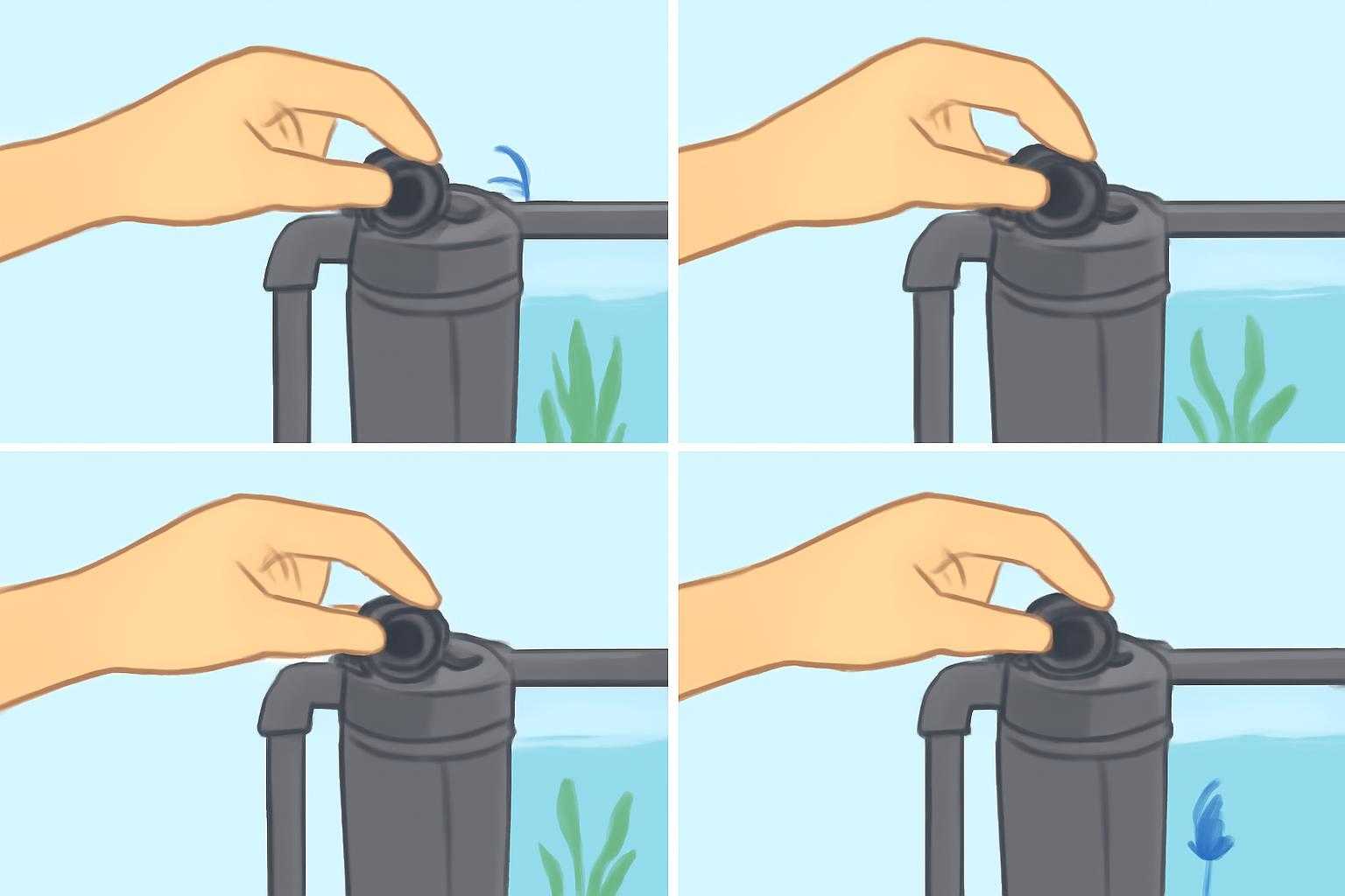 水流調整用のバルブを段階的に絞っている手順図