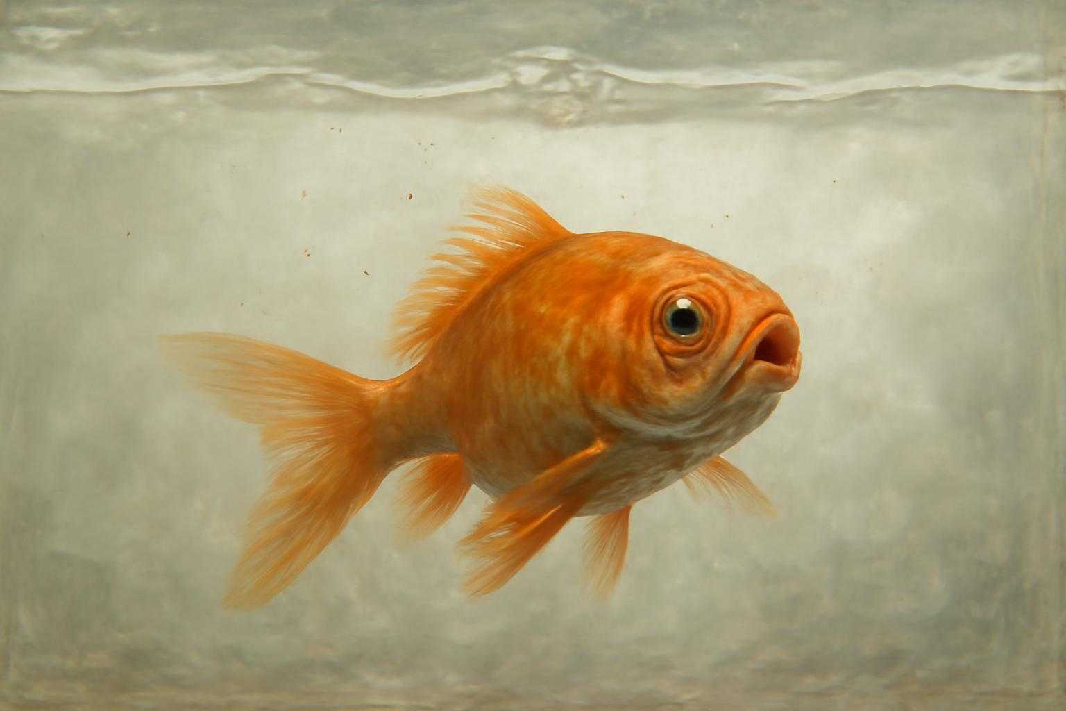 白く濁った水槽の中で苦しそうに泳ぐ金魚