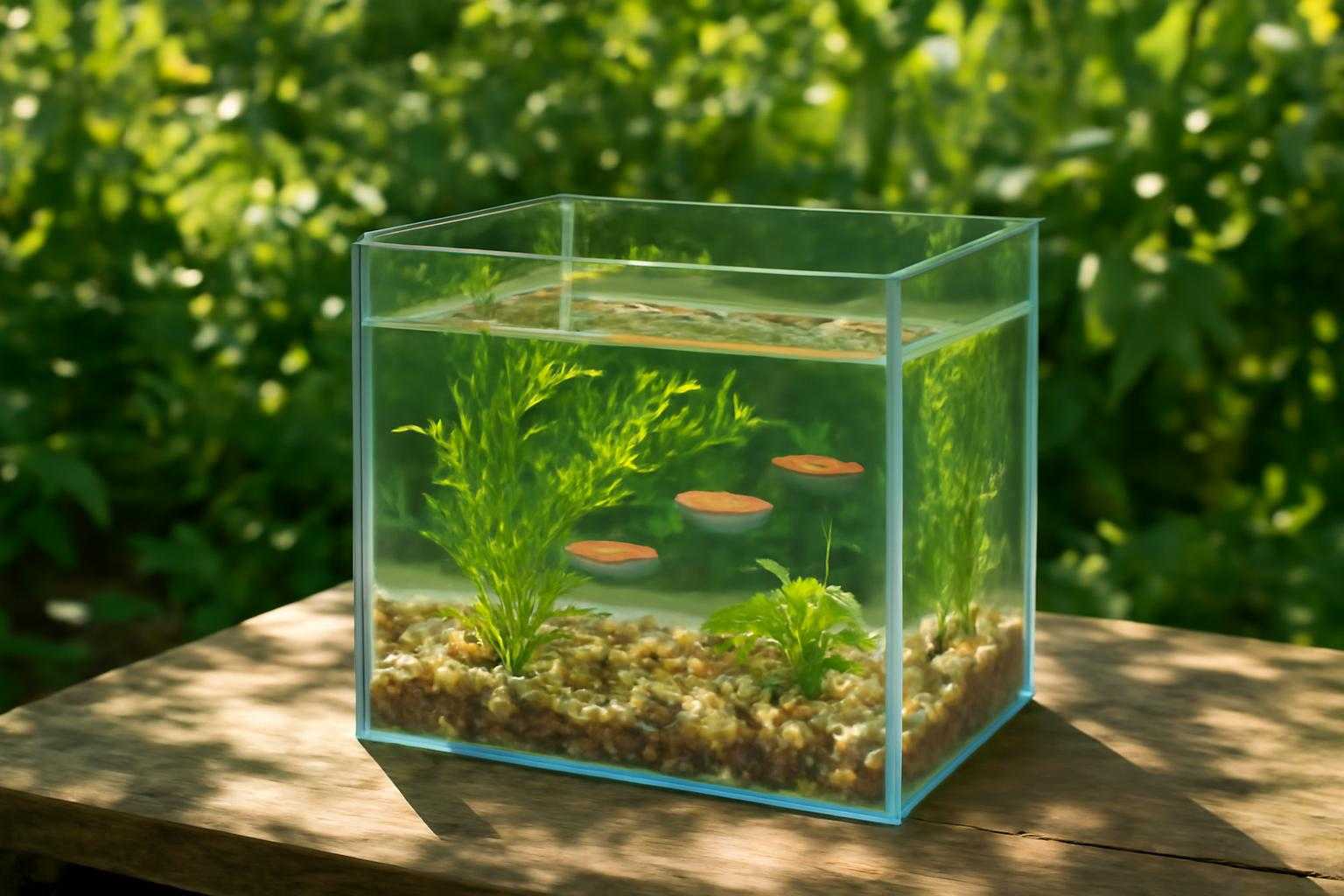 日当たりの良い場所に置かれたメダカ飼育容器と周囲の環境