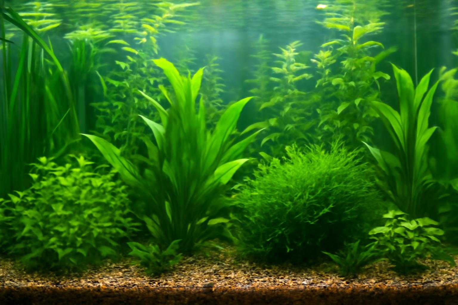 照明と水草が整った明るい熱帯魚水槽の風景